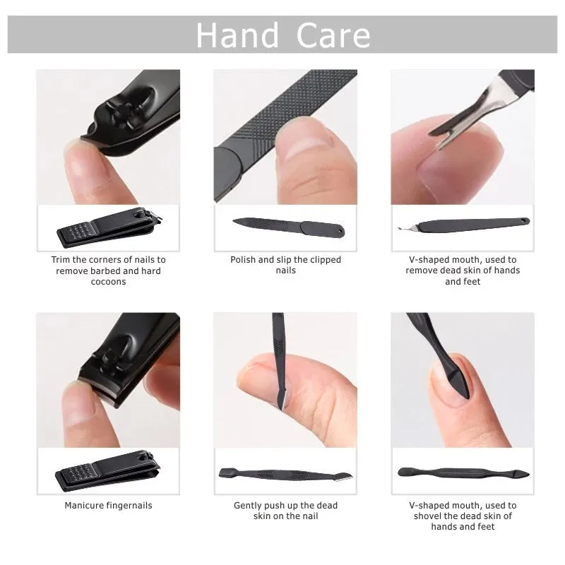 15Pcs Professional Pedicure Manicure Kit Nail Clippers Grooming Set