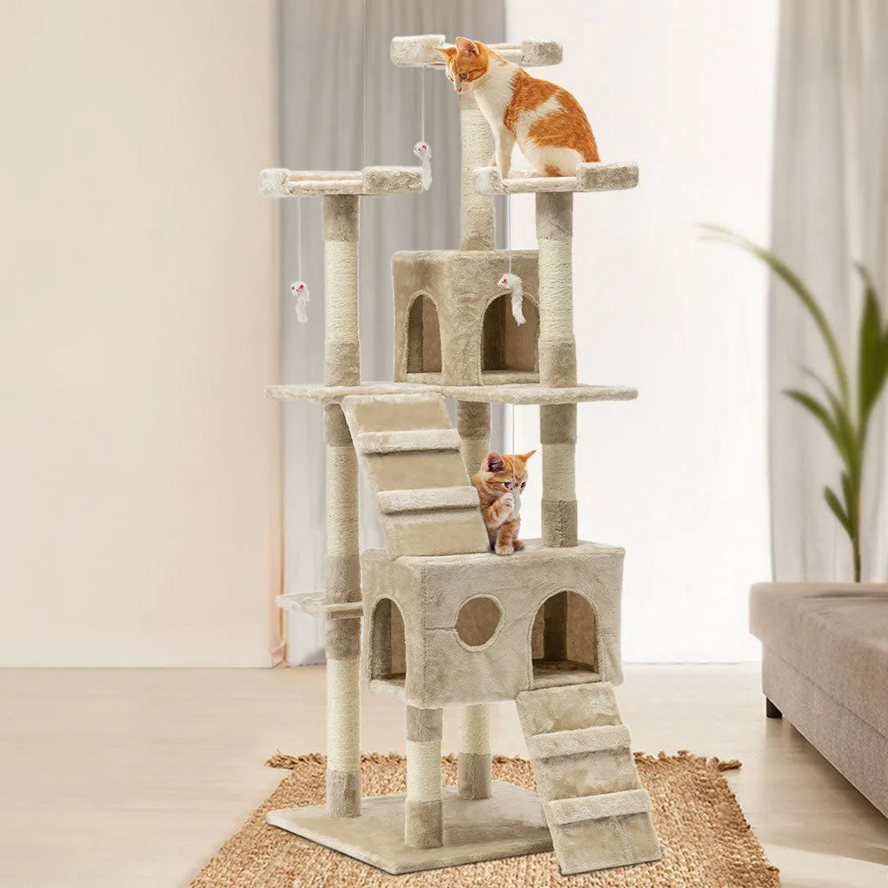 170cm Cat Tree Scratching Post Scratcher Pole Gym Toy House Furniture Multilevel - beige