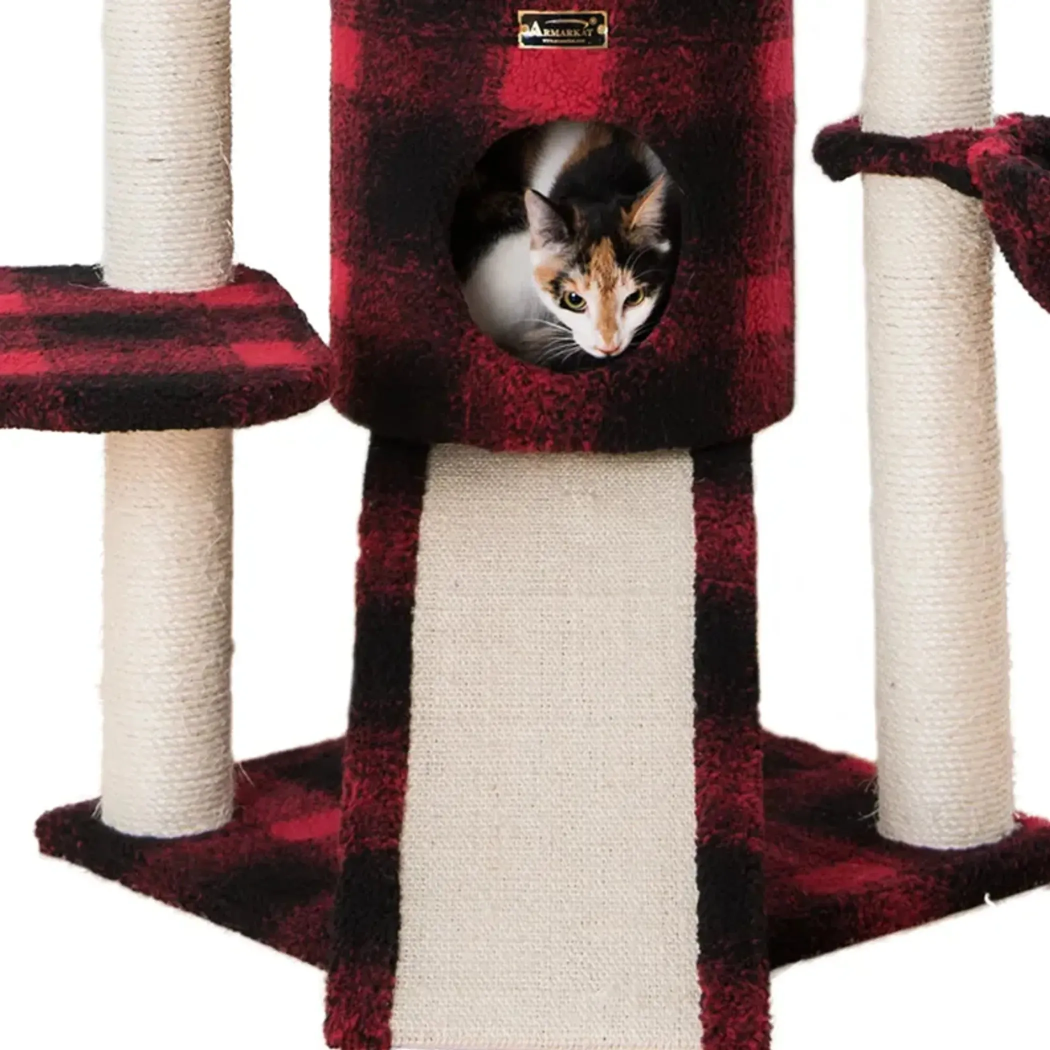 Armarkat Real Wood Spacious Thick Fur Cat Tower W Lounge