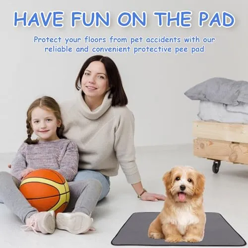 AT1NTEN 2 Pack Reusable Dog Pee Pads,Dogs Waterproof Puppy Potty Training Pee Pad,Washable Training Pads Rounded Corners Pet Mats,Lightweight Pad Dog Mat Pet Supplies,Grey,Size XS 13.4" x13.4"