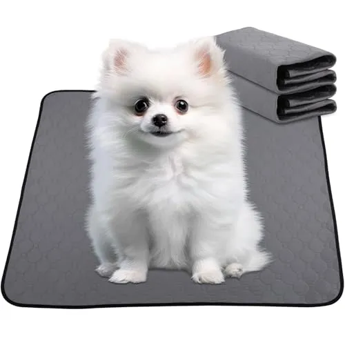 AT1NTEN 2 Pack Reusable Dog Pee Pads,Dogs Waterproof Puppy Potty Training Pee Pad,Washable Training Pads Rounded Corners Pet Mats,Lightweight Pad Dog Mat Pet Supplies,Grey,Size XS 13.4" x13.4"