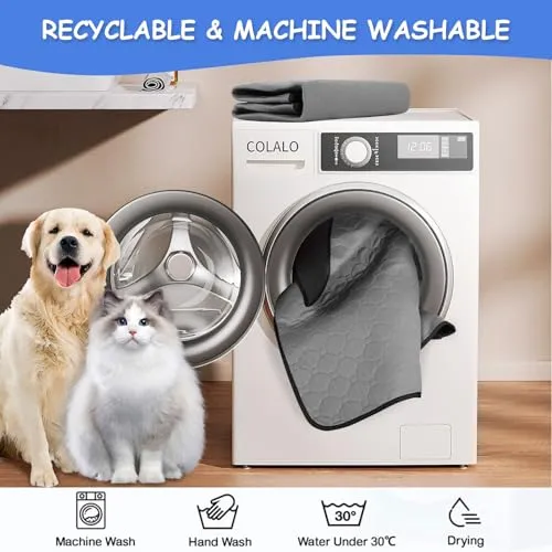 AT1NTEN 2 Pack Reusable Dog Pee Pads,Dogs Waterproof Puppy Potty Training Pee Pad,Washable Training Pads Rounded Corners Pet Mats,Lightweight Pad Dog Mat Pet Supplies,Grey,Size XS 13.4" x13.4"