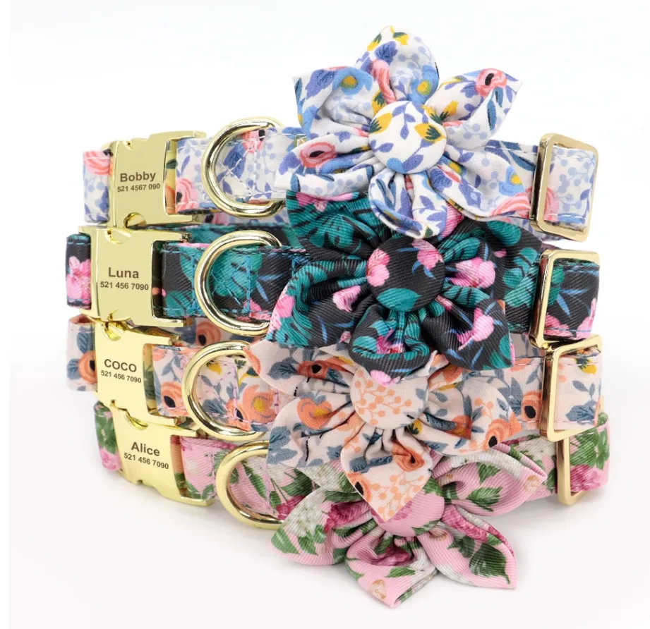 Autumn Floral - Personalized Dog ID Collars