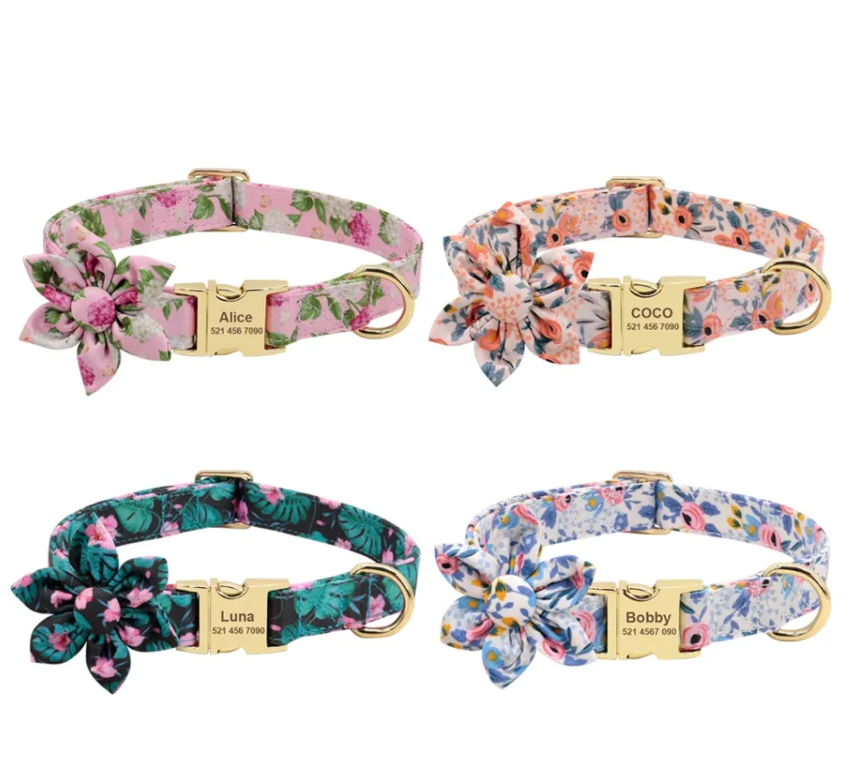 Autumn Floral - Personalized Dog ID Collars