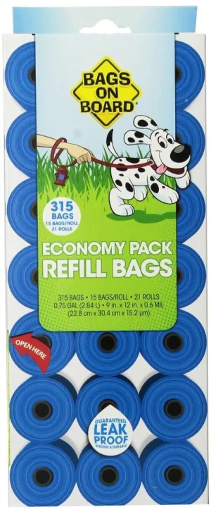 Bags on Board Waste Pick-up Bags Refill Blue 315ct