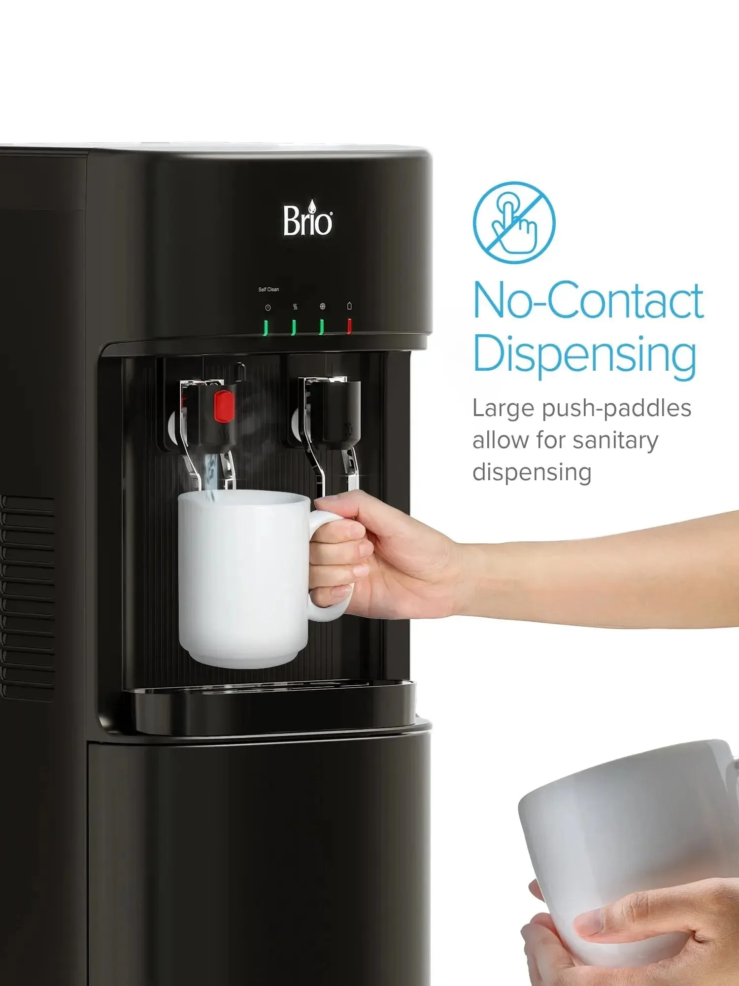 Brio Bottom Load Water Cooler Dispenser for 5 Gallon Bottles – Paddle Dispensing, Product Height 41.1"