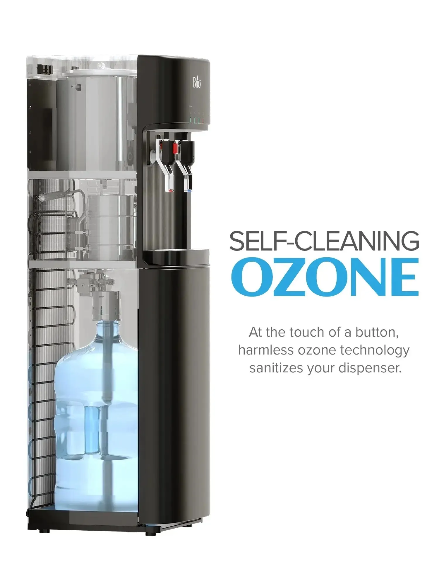 Brio Bottom Load Water Cooler Dispenser for 5 Gallon Bottles – Paddle Dispensing, Product Height 41.1"