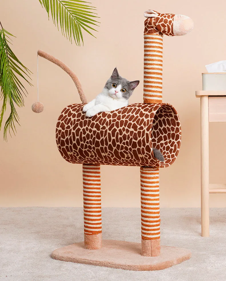 Cat Tree Tunnel Play Tree House-Giraffe