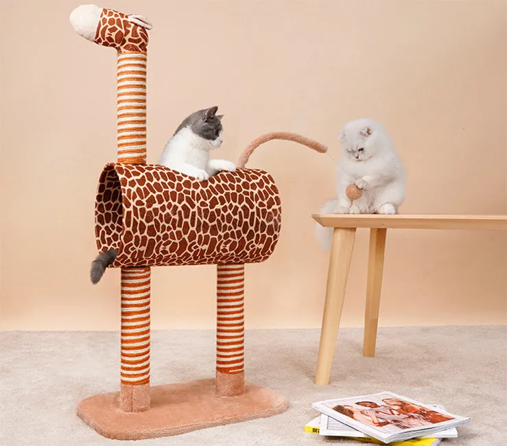Cat Tree Tunnel Play Tree House-Giraffe