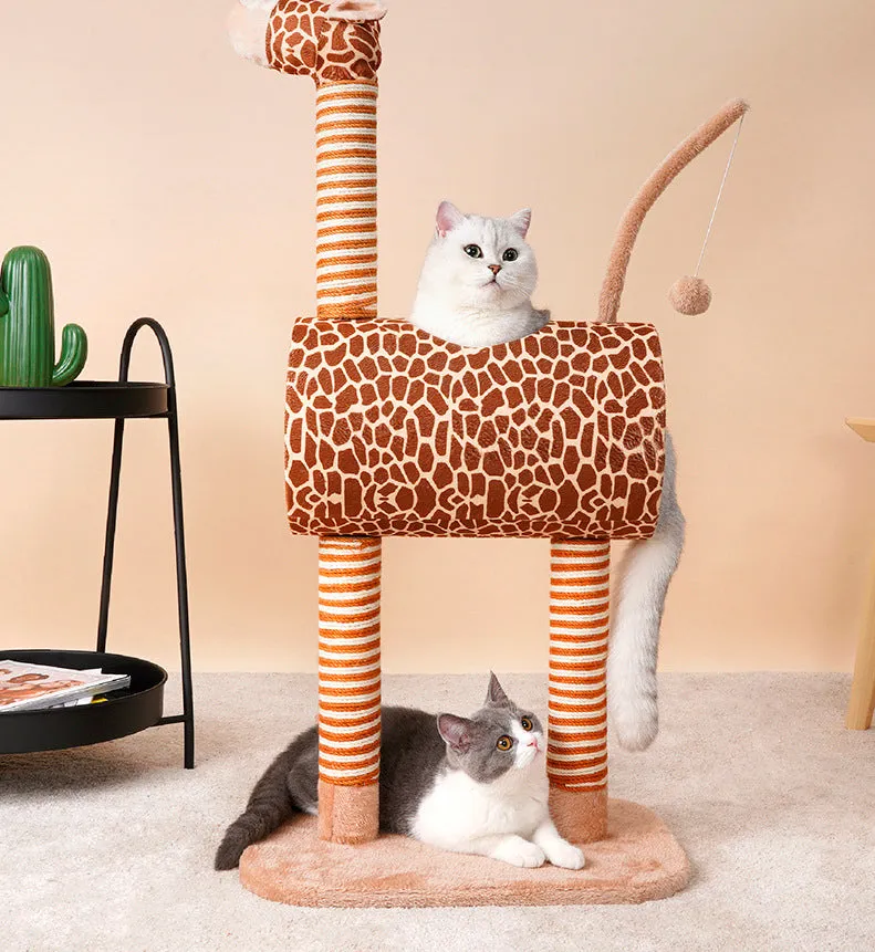Cat Tree Tunnel Play Tree House-Giraffe