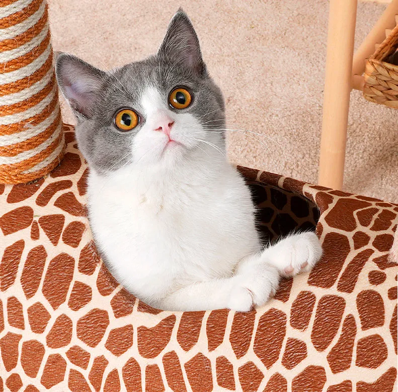 Cat Tree Tunnel Play Tree House-Giraffe