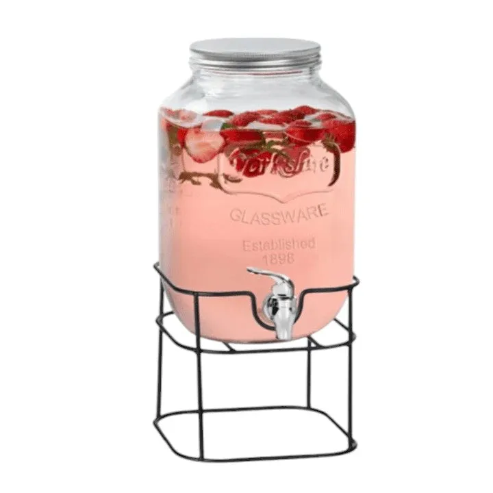 Continental Homeware Glass Beverage Dispenser with Metal Stand