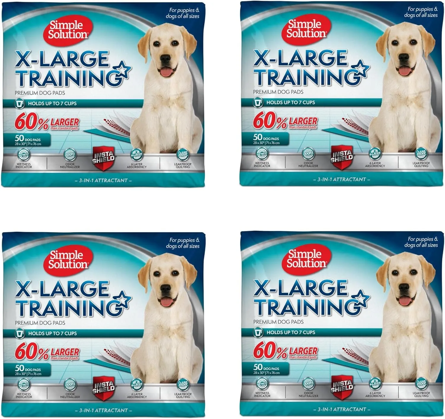 Extra Large Pee Pads for Dogs, XL Puppy Potty Training Pee Pad, 6 Layers Thick, Instashield Absorbent, Attracts Dogs, Leak Proof, Odor Neutralizing, Disposable, XLARGE 28"X30", 200Ct