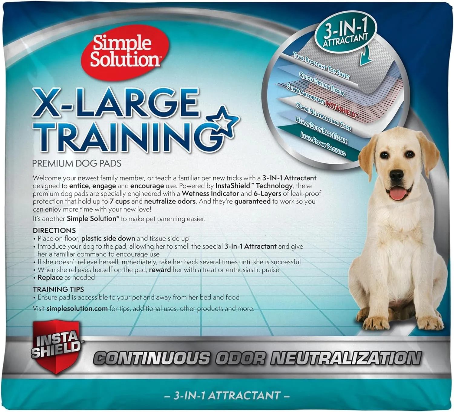 Extra Large Pee Pads for Dogs, XL Puppy Potty Training Pee Pad, 6 Layers Thick, Instashield Absorbent, Attracts Dogs, Leak Proof, Odor Neutralizing, Disposable, XLARGE 28"X30", 200Ct