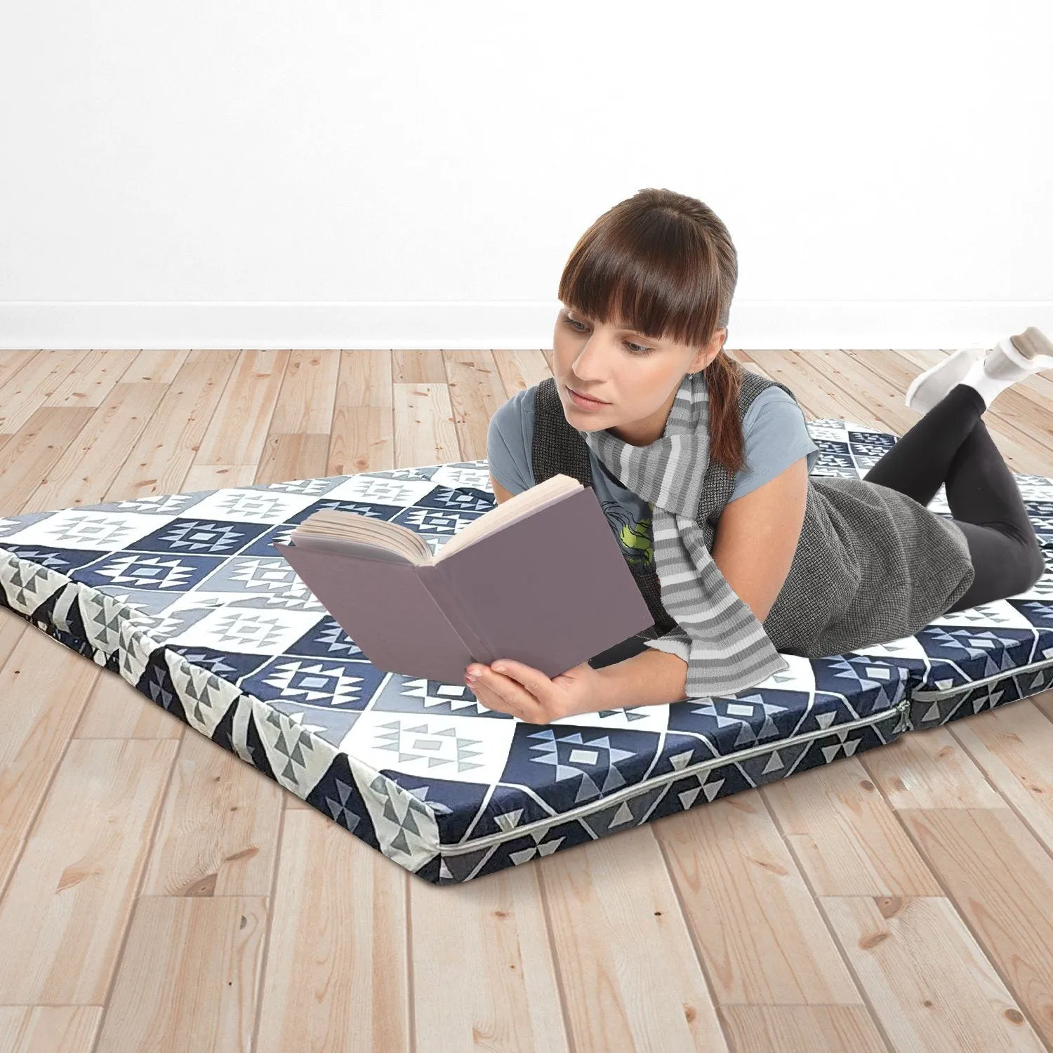 Foldable Full Size Foam Mattress in Assorted Prints