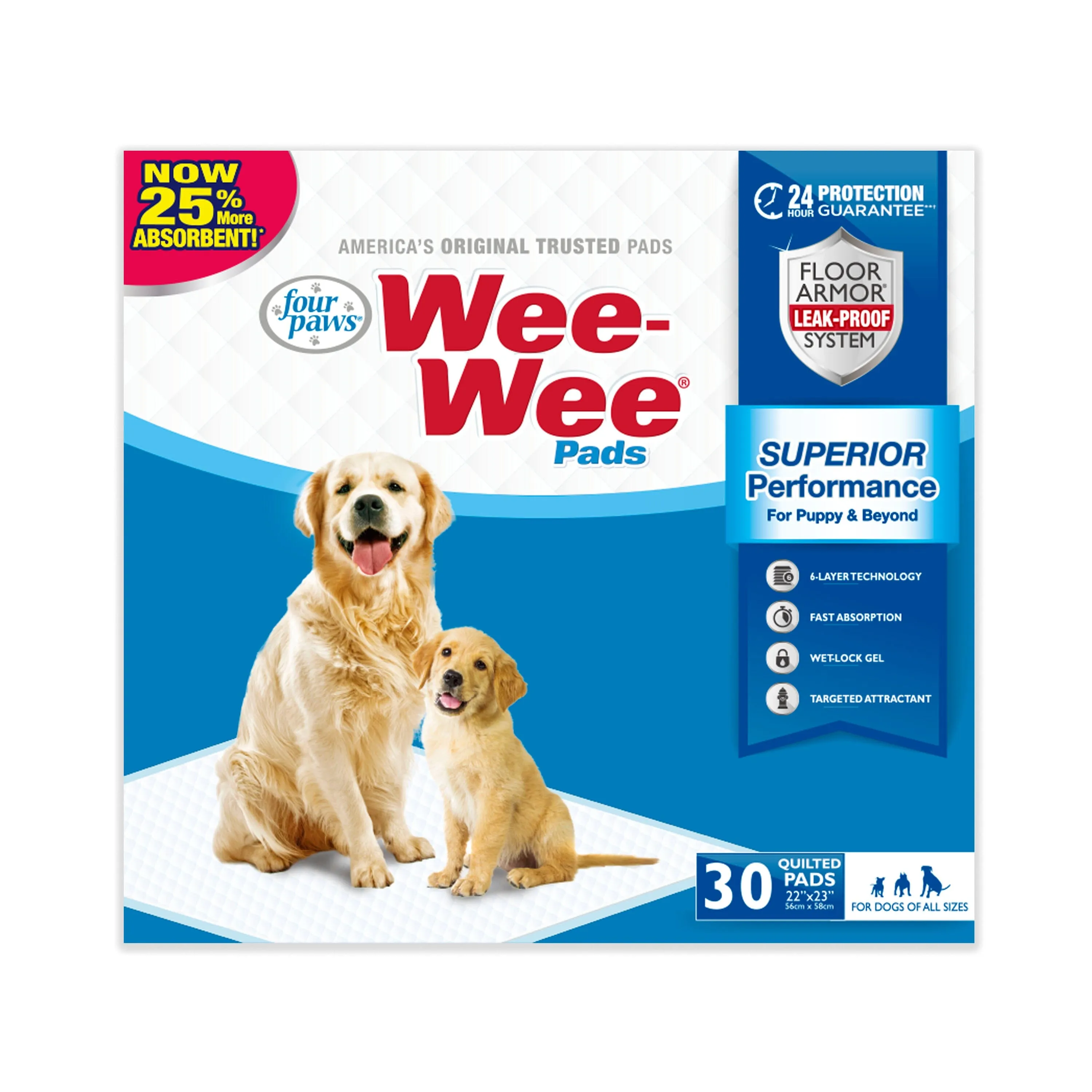 Four Paws Wee Wee Absorbent Pads for Dogs Standard - 30 Count
