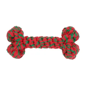 Jax & Bones Red & Green Bone Rope Dog Toy