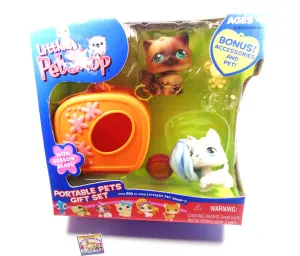 Littlest Pet Shop Portable Persian Cat#22 White and Scottie Dog #8 NIB