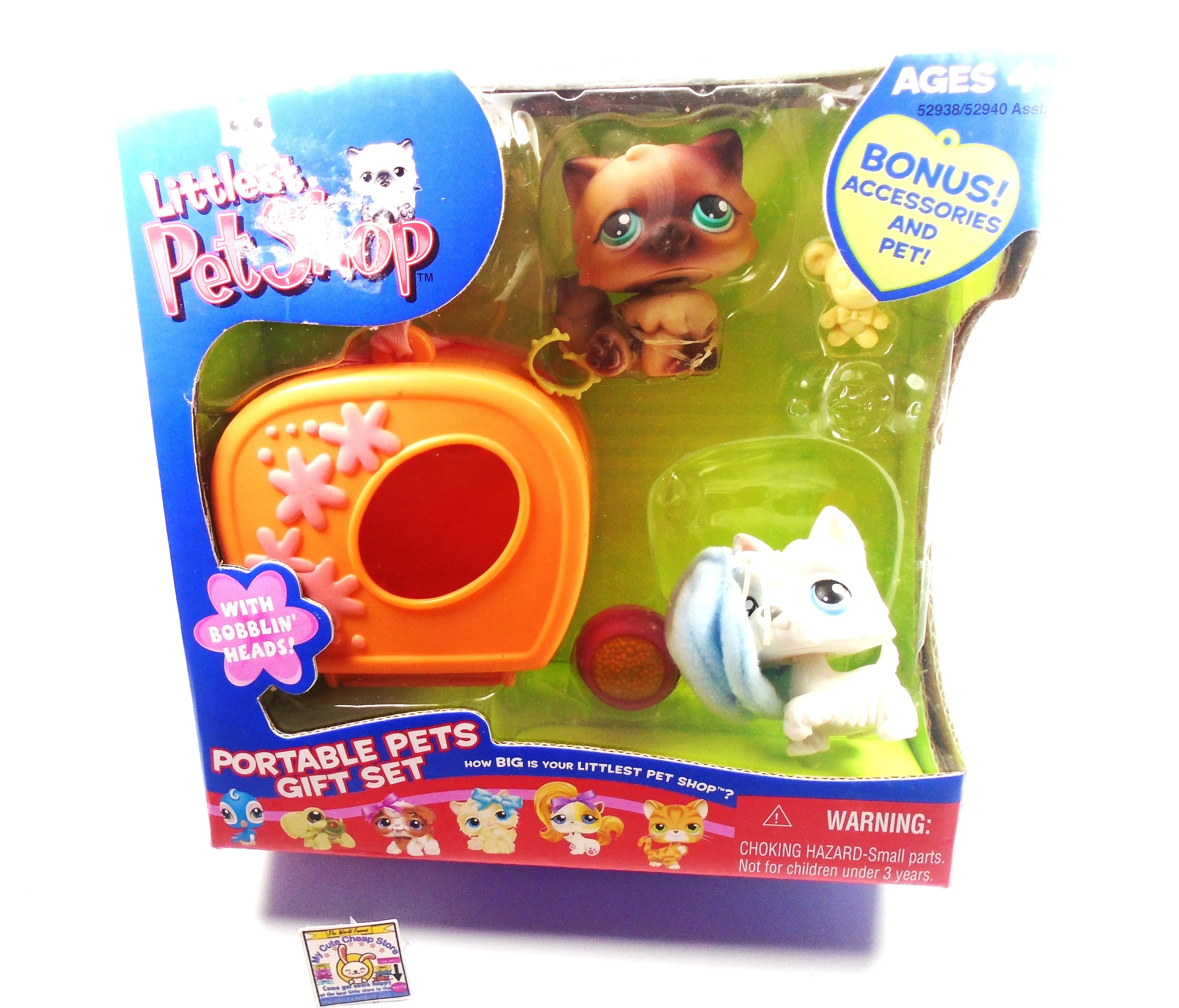 Littlest Pet Shop Portable Persian Cat#22 White and Scottie Dog #8 NIB