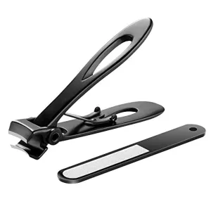 Miloethan Nail Clippers, 18mm Wide Opening Toenail Clippers with Nail File for Thick Nail and Toenails, Professional Fingernail Clippers for Men&Women, Black