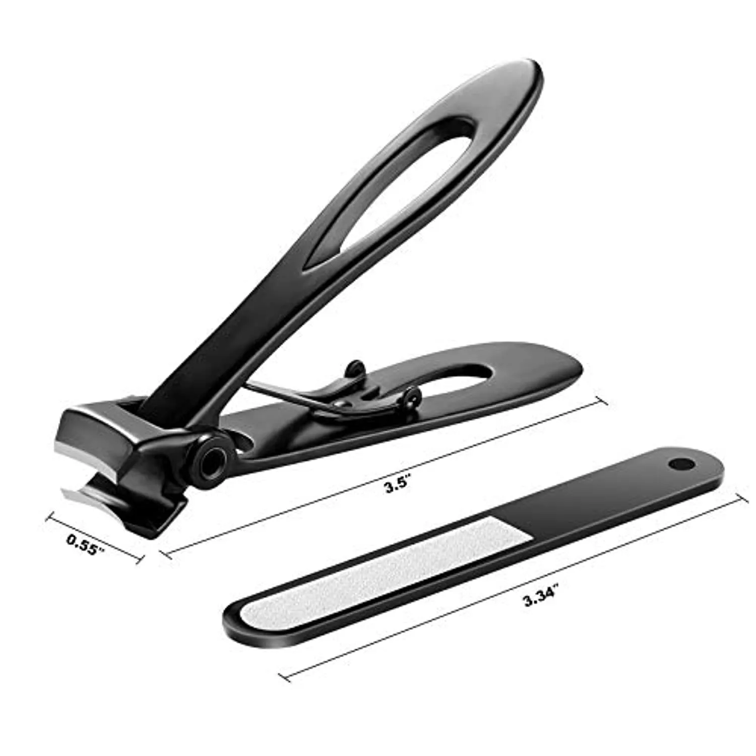 Miloethan Nail Clippers, 18mm Wide Opening Toenail Clippers with Nail File for Thick Nail and Toenails, Professional Fingernail Clippers for Men&Women, Black