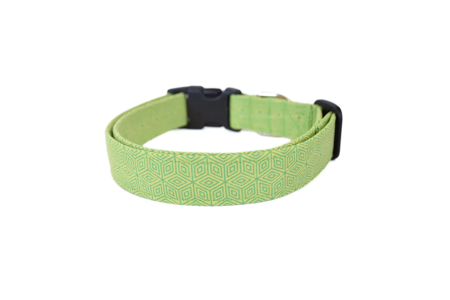 Modern Lime Green Geometric Lines Dog Collar
