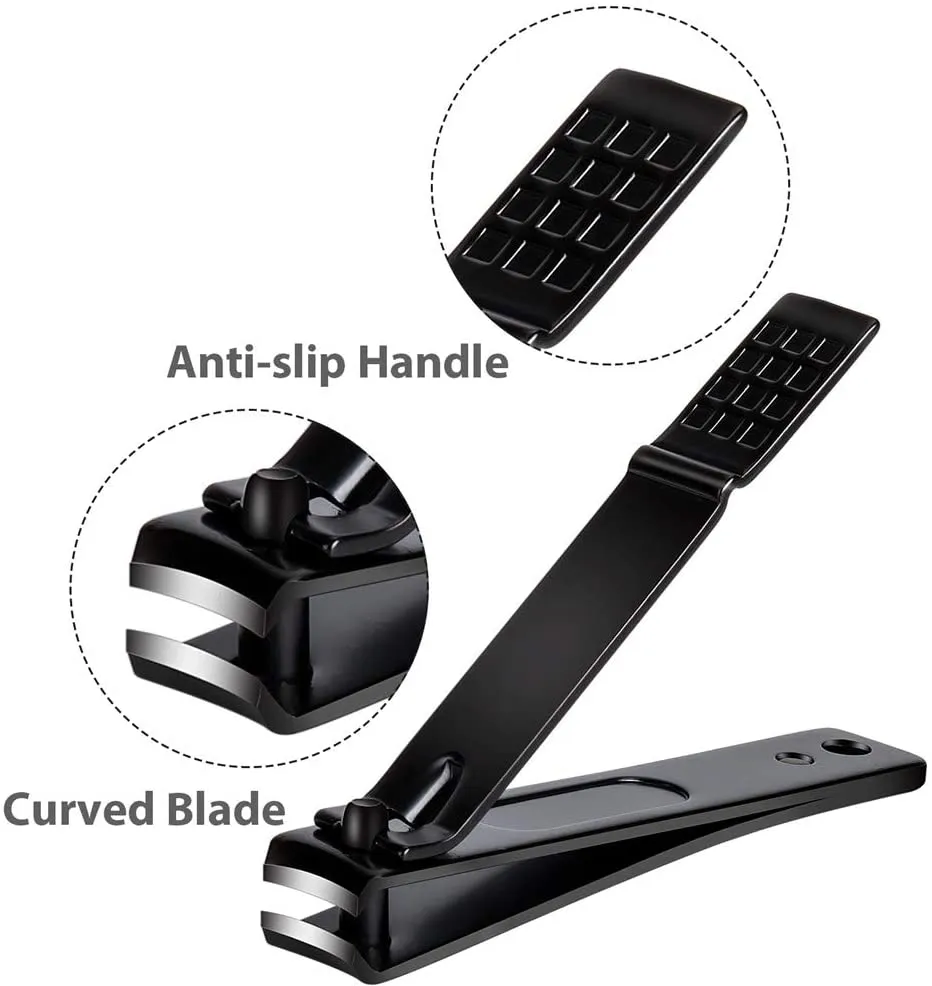 Nail Clippers Set, Sharp Stainless Steel Fingernail and Toenail Clippers, Nail Clippers for Thick Nails or Ingrown Nails, Perfect 3 PCS Black Nail Cutter for Men and Women.(3Pcs)