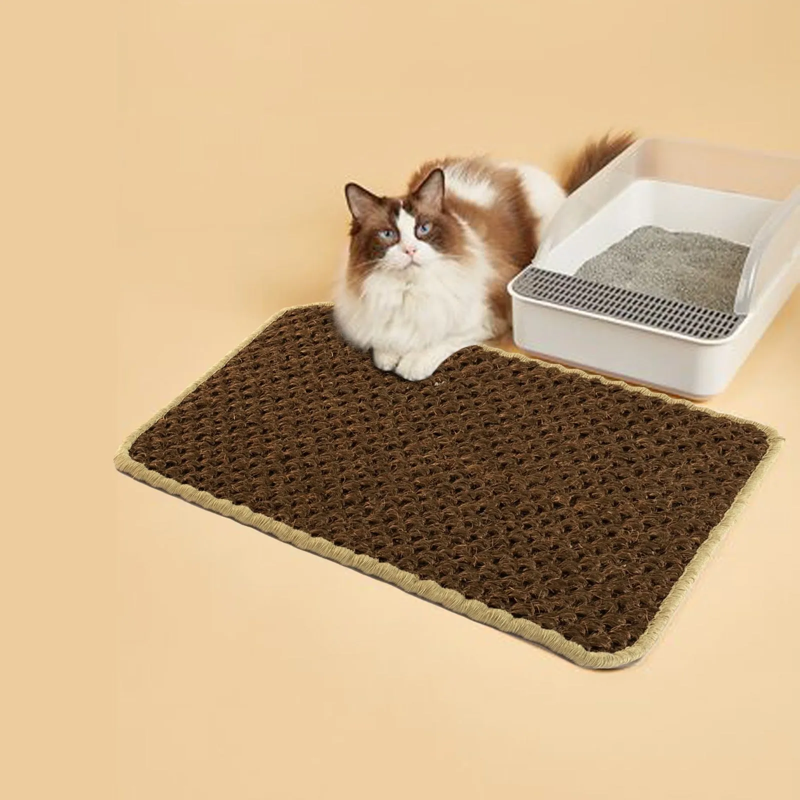 OnlyMat Natural Sisal Scratch Mat for Cats - Eco-Friendly Multi-Use Cat Scratcher