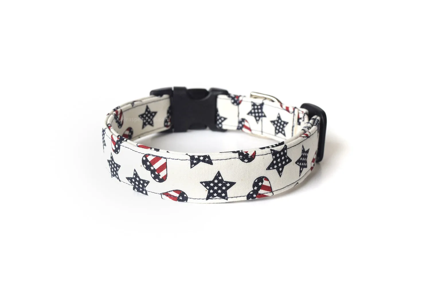 Patriotic Hearts & Stars Dog Collar