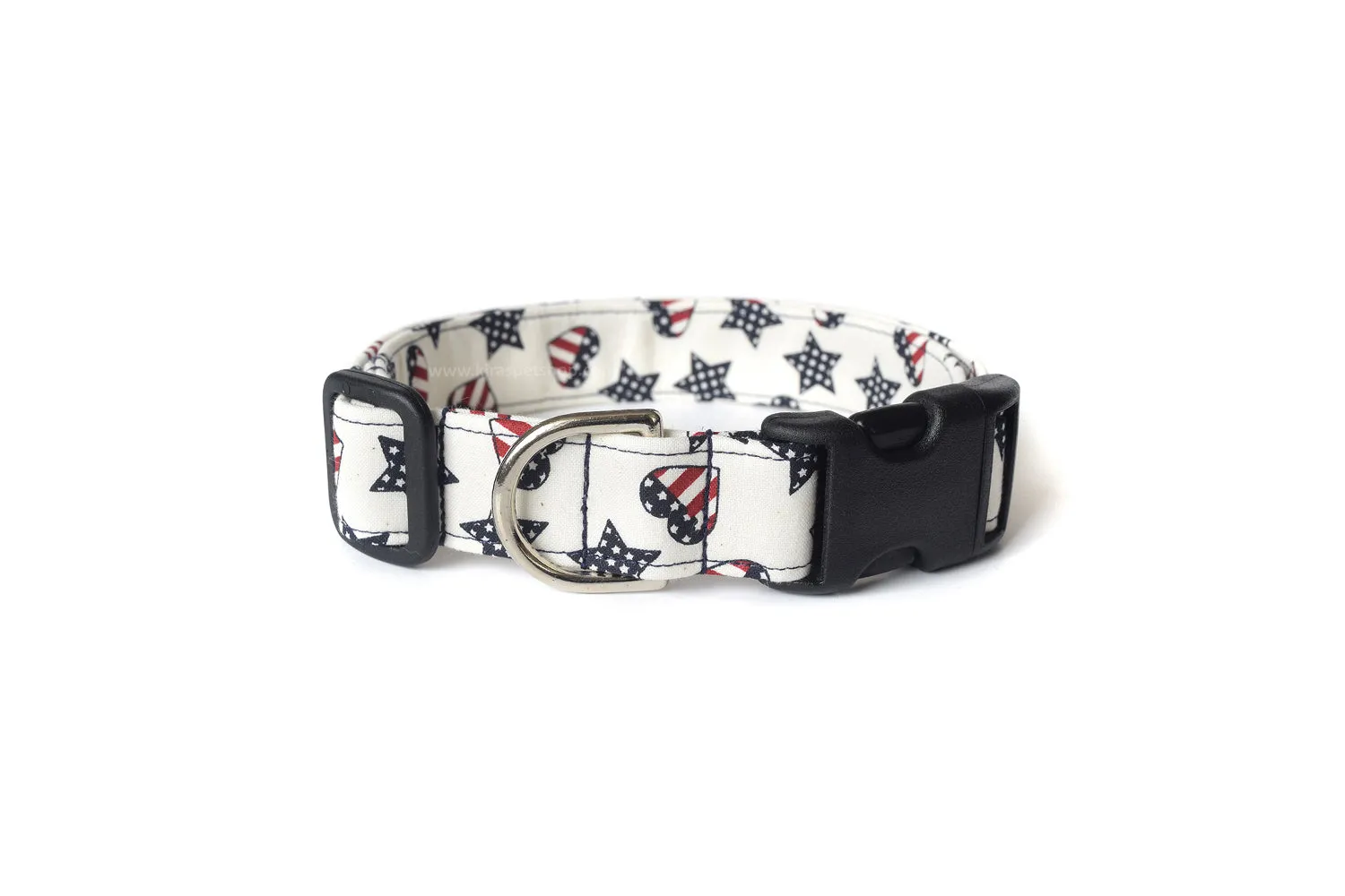 Patriotic Hearts & Stars Dog Collar