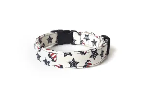 Patriotic Hearts & Stars Dog Collar