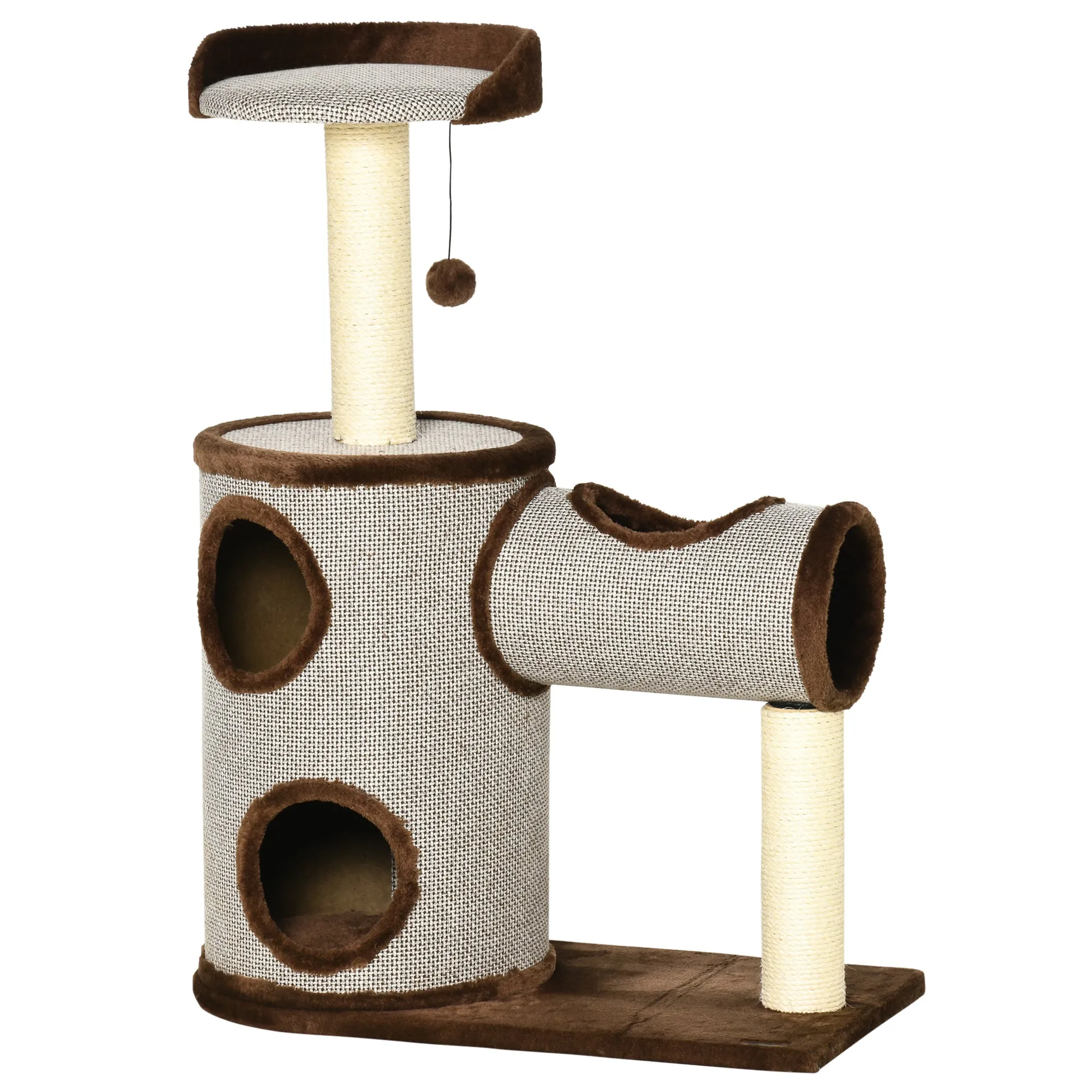 PawHut Cat Tree Tower Activity Centre w/ Cat House, Bed, Sisal Post, Hanging Toy
