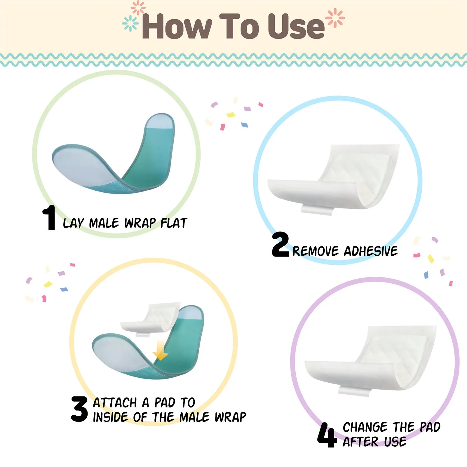 PawPang M Dog Wrap Reusable Male   10 Ct M Diaper Booster Pads Disposable
