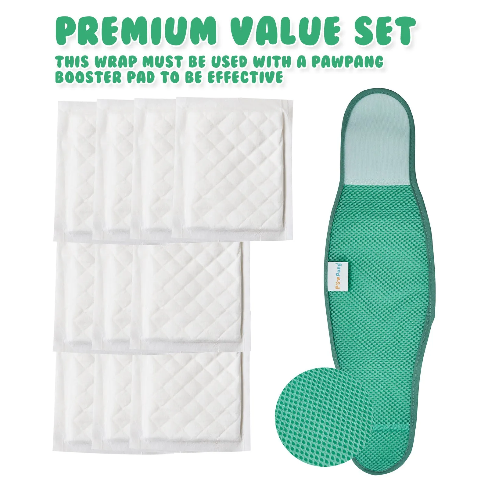 PawPang M Dog Wrap Reusable Male   10 Ct M Diaper Booster Pads Disposable