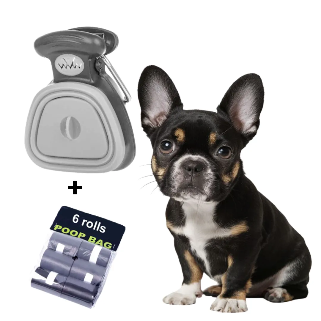 PetiClean Portable Pooper Scooper with Waste Bag Dispenser for Frenchie