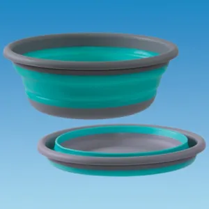 PLS collapsible 32cm Round Washing Basin Green & Grey
