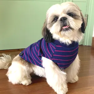 PoochMate Navy & Fuchsia Striped Cotton Dog T-Shirt