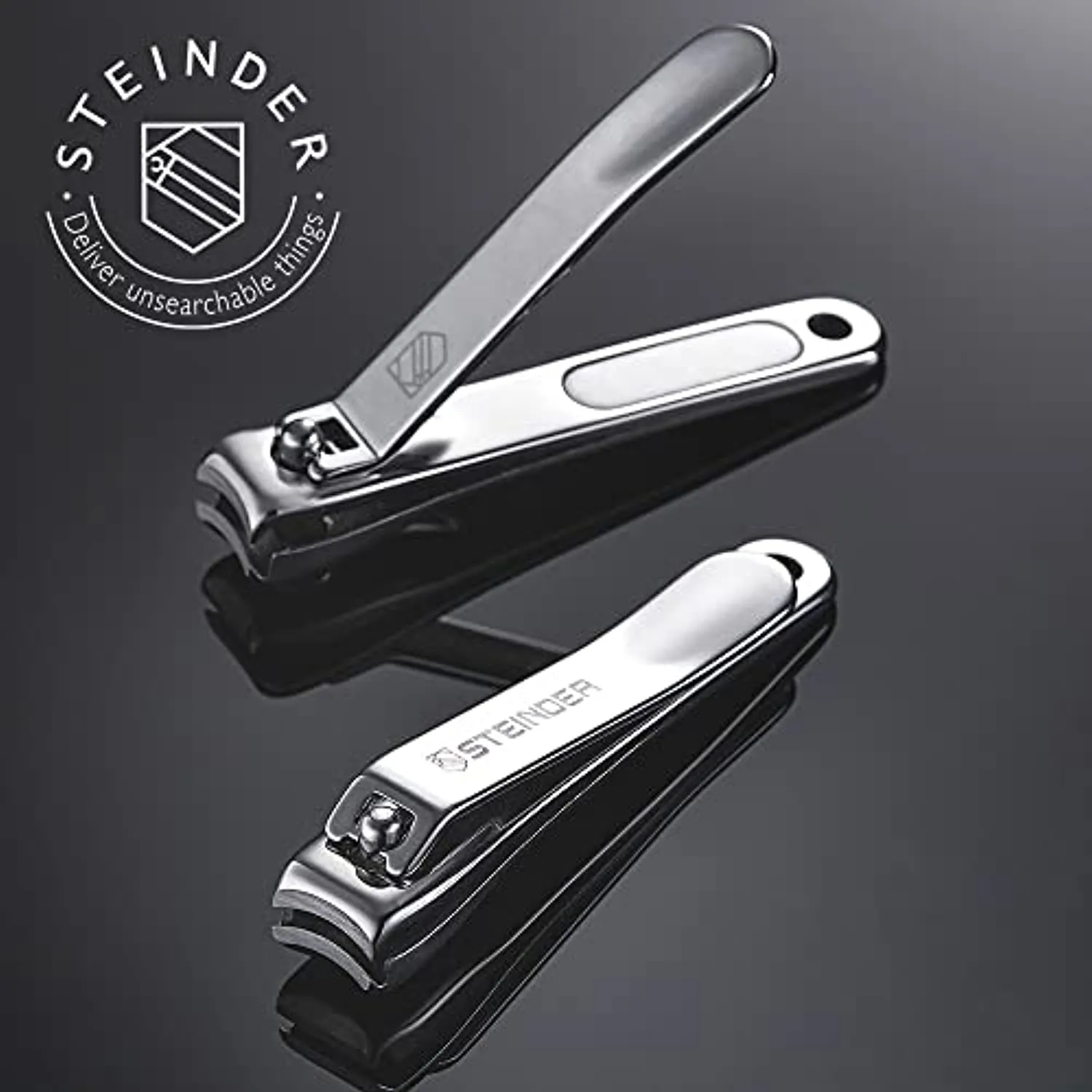 Steinder Fingernail Clippers Premium Nail Clippers Metal Clipper Built-in Cather Anti Splash Design with Extra Sharp Blades Nail Trimmer Ultra Sharp 3D Arch Blade for Men's Grooming Tool