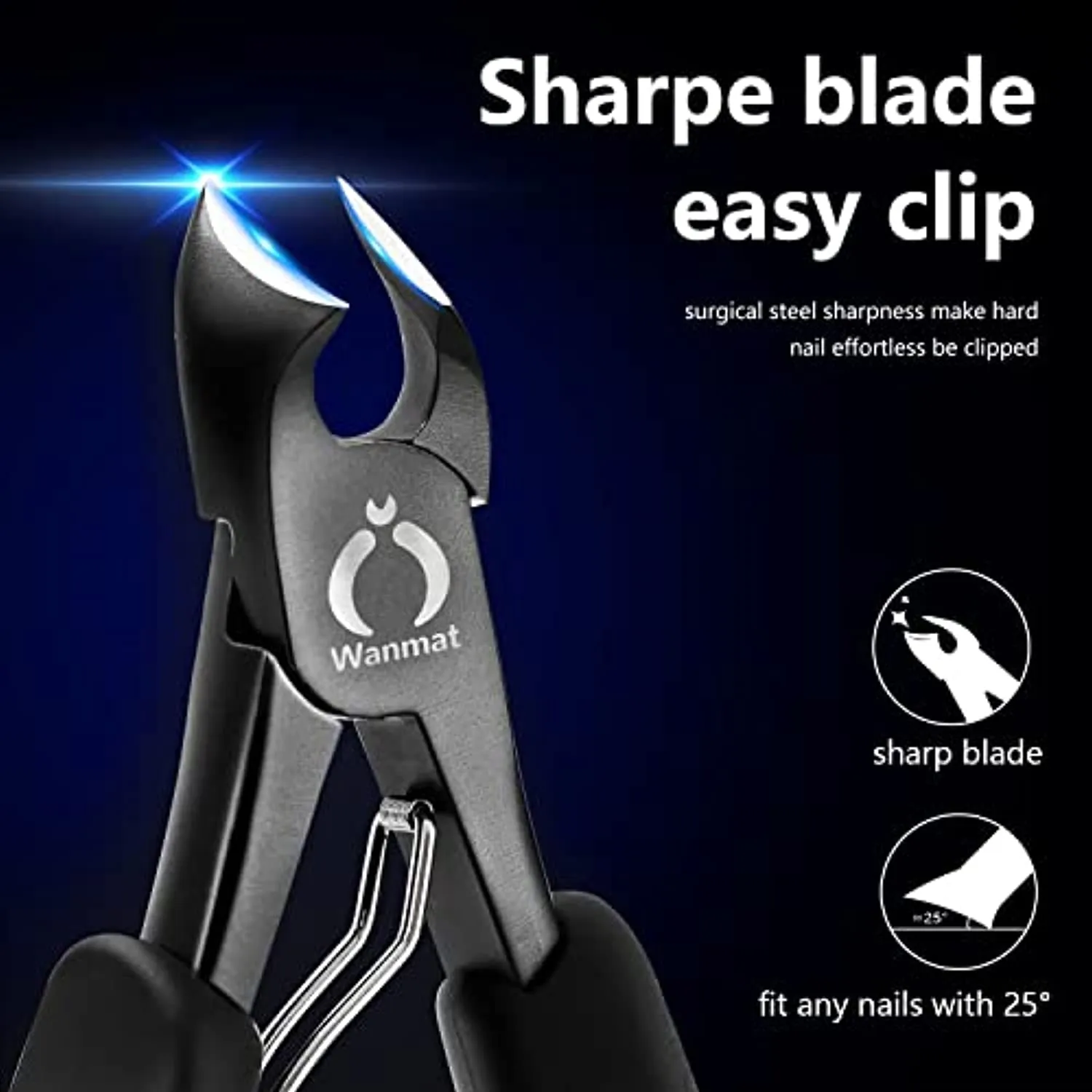 Toe Nail Clippers, Podiatrist Toenail Clippers for Thick Nails for Seniors for Men Wanmat (Black)