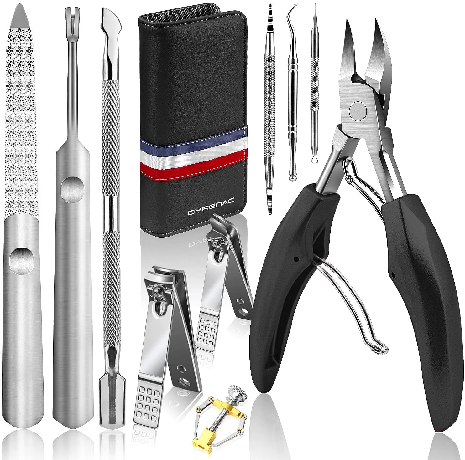 Toenail Clippers,Podiatrist Large Nail Clippers Set for Thick Nails and Ingrown Toenails Treatment tools, Stainless Steel Sharp Curved Blade Grooming Pedicure Tools Kit for Women, Men & Seniors (Pink)
