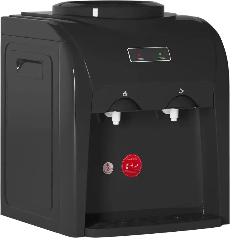 Top Loading Water Cooler Dispenser, Hot & Cold Water, Countertop Water Cooler Dispenser, Holds 3 or 5 Gallon Bottle, with Anti-Scalding Design & Child Safety Lock for Home, Office Use