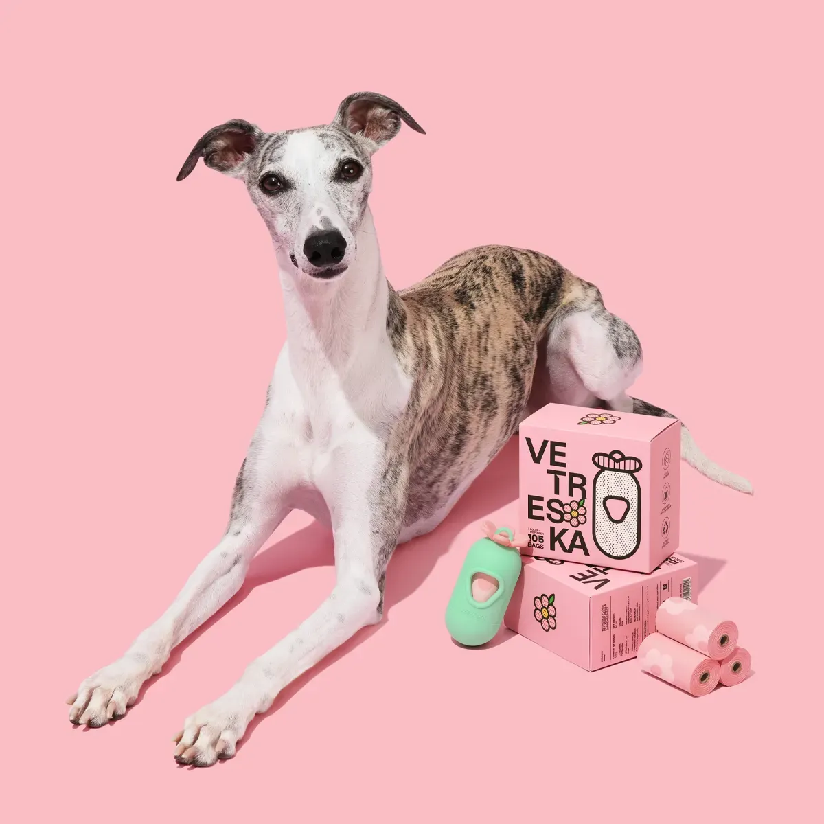 Vetreska - Flora Pet Poop Bag Dispenser Set (1 Dispenser & 7 Rolls)