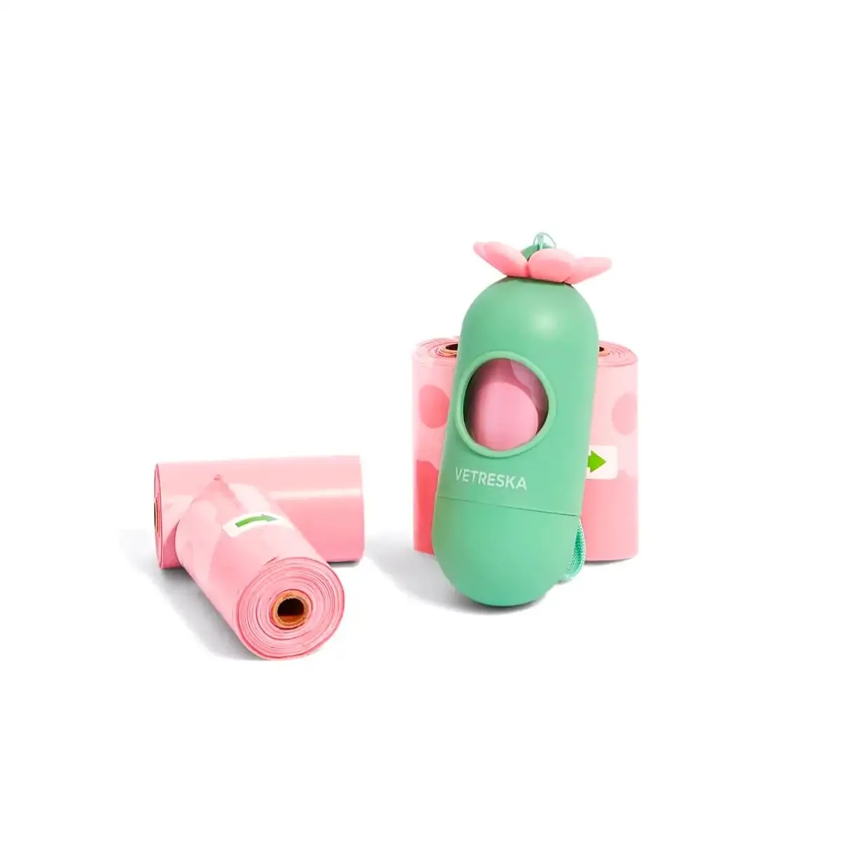 Vetreska - Flora Pet Poop Bag Dispenser Set (1 Dispenser & 7 Rolls)